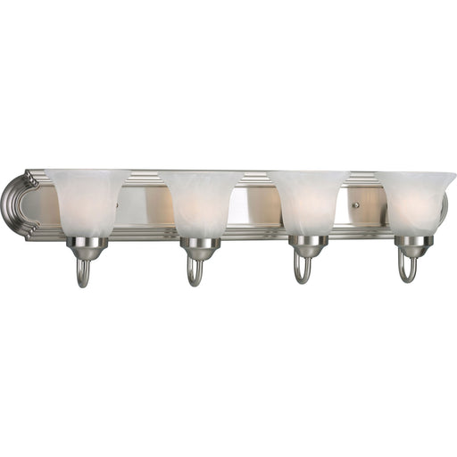 Alabaster Glass Four Light Bath Bracket in Brushed Nickel