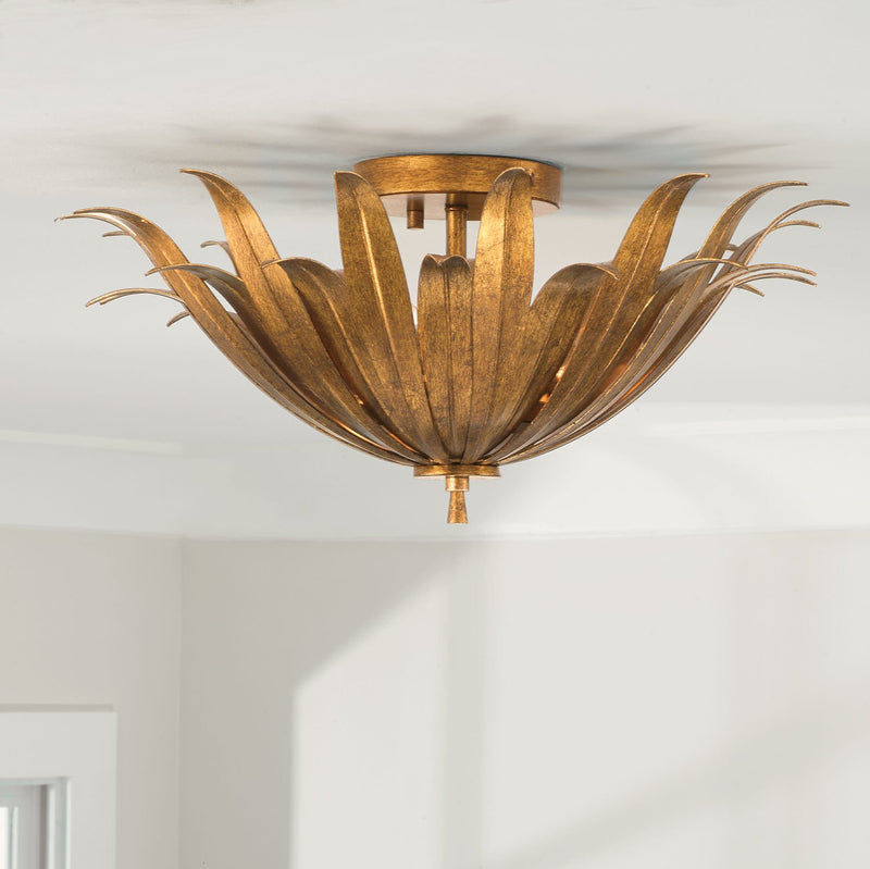 Eden 3-Light Semi-Flush Mount in Antique Gold
