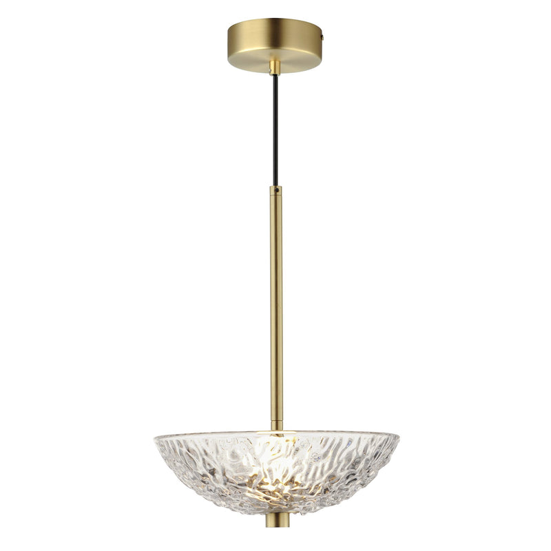 Metropolis 1 Light LED Pendant in Satin Brass