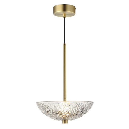 Metropolis 1 Light LED Pendant in Satin Brass