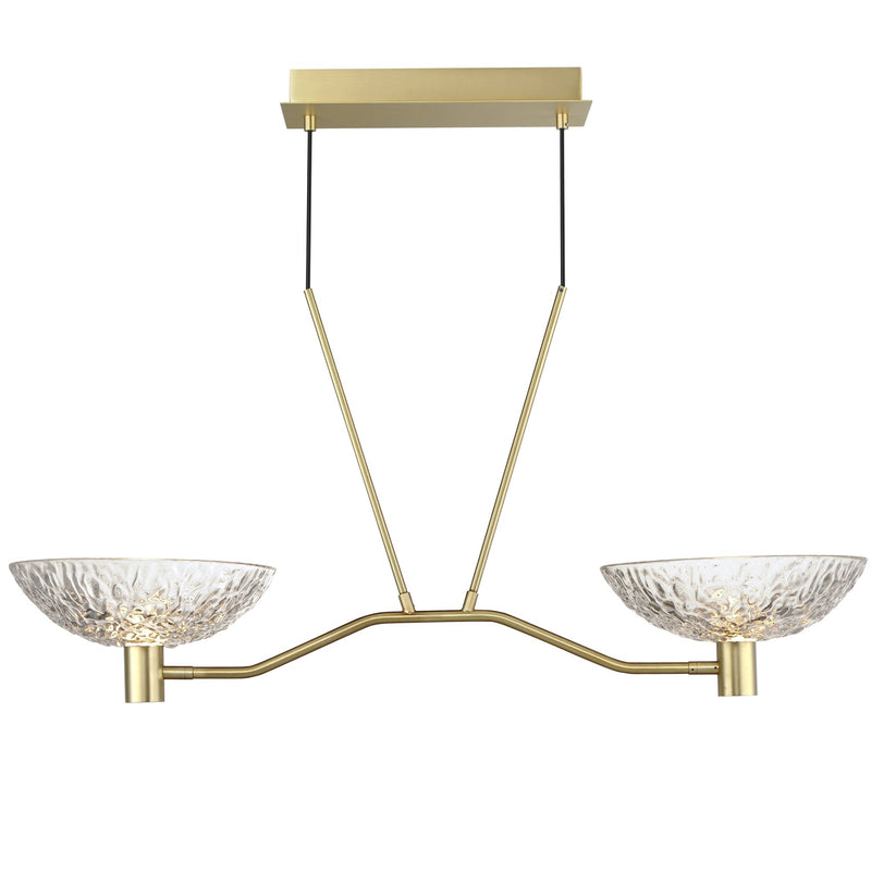 Metropolis 2 Light Linear LED Chandelier in Satin Brass