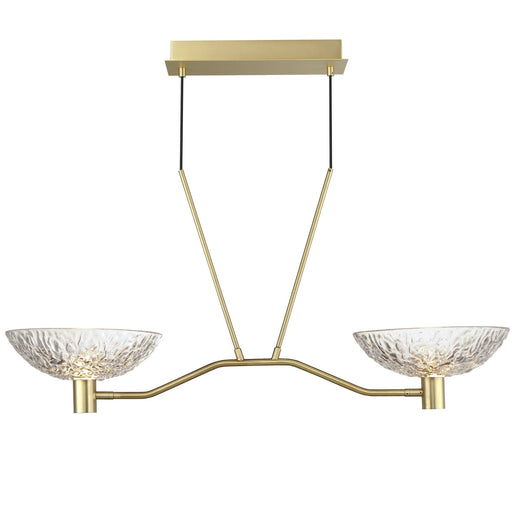 Metropolis 2 Light Linear LED Chandelier in Satin Brass