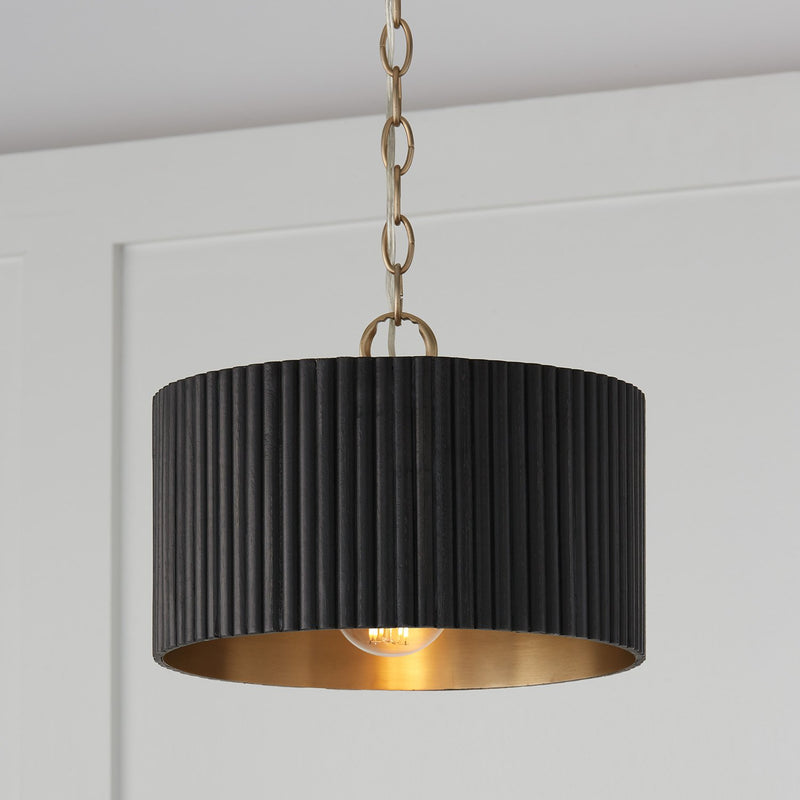 Donovan Semi-Flush Mount in Black Stain and Matte Brass