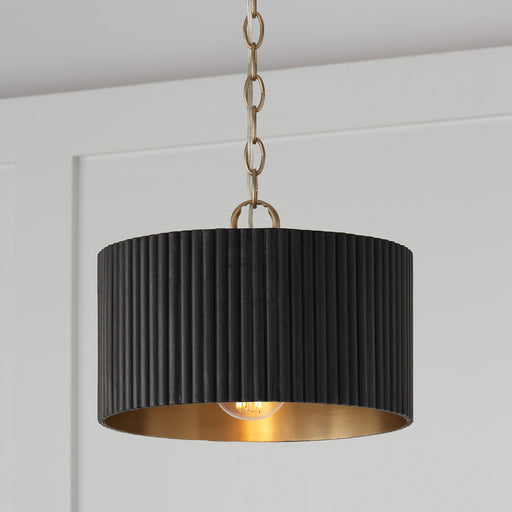 Donovan Semi-Flush Mount in Black Stain and Matte Brass