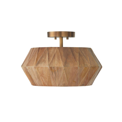 Nadeau Semi-Flush Mount in Light Wood and Patinaed Brass