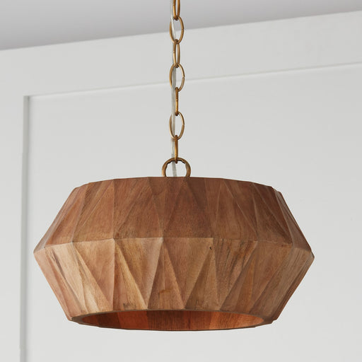 Nadeau Semi-Flush Mount in Light Wood and Patinaed Brass