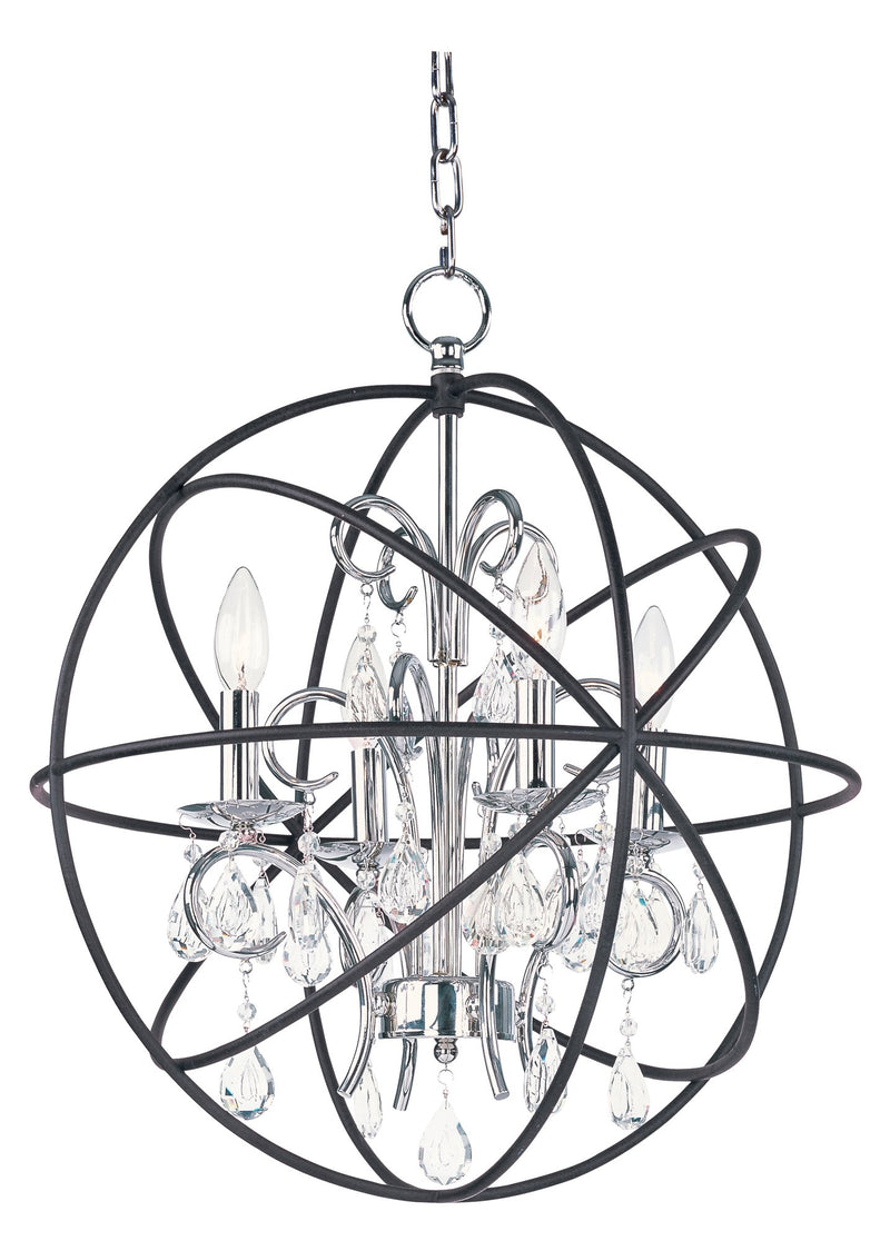 Orbit 4 Light Chandelier in Anthracite / Polished Nickel