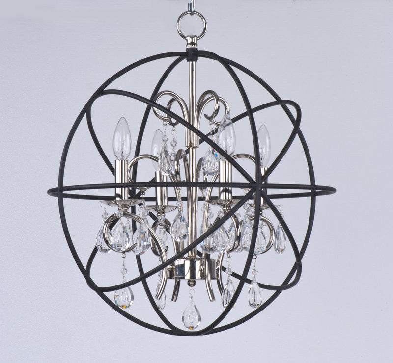 Orbit 4 Light Chandelier in Anthracite / Polished Nickel
