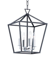 Abode 12" 4 Light Chandelier in Textured Black / Polished Nickel