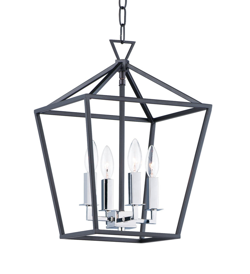 Abode 12" 4 Light Chandelier in Textured Black / Polished Nickel