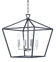 Abode 18" 4 Light Chandelier in Textured Black / Polished Nickel