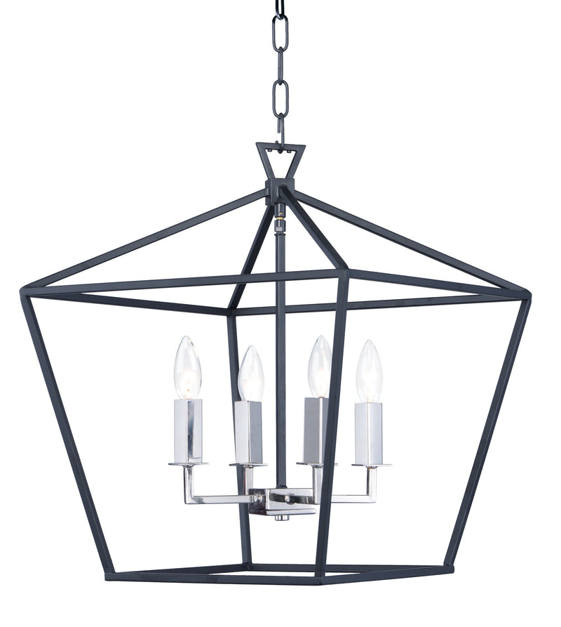 Abode 18" 4 Light Chandelier in Textured Black / Polished Nickel