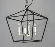 Abode 18" 4 Light Chandelier in Textured Black / Polished Nickel