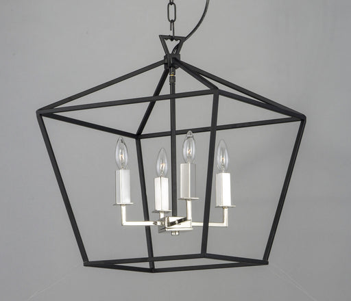 Abode 18" 4 Light Chandelier in Textured Black / Polished Nickel