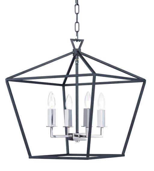 Abode 18" 4 Light Chandelier in Textured Black / Polished Nickel