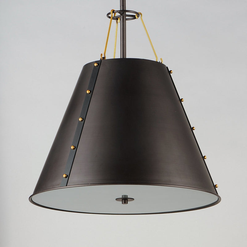 Trestle 3 Light Pendant in Oil Rubbed Bronze / Antique Brass
