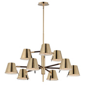 Carlo 9 Light LED Chandelier in Dark Bronze, Leather, Heritage Brass
