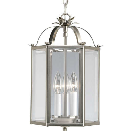 Flat Glass 3-Light Foyer Pendant in Brushed Nickel