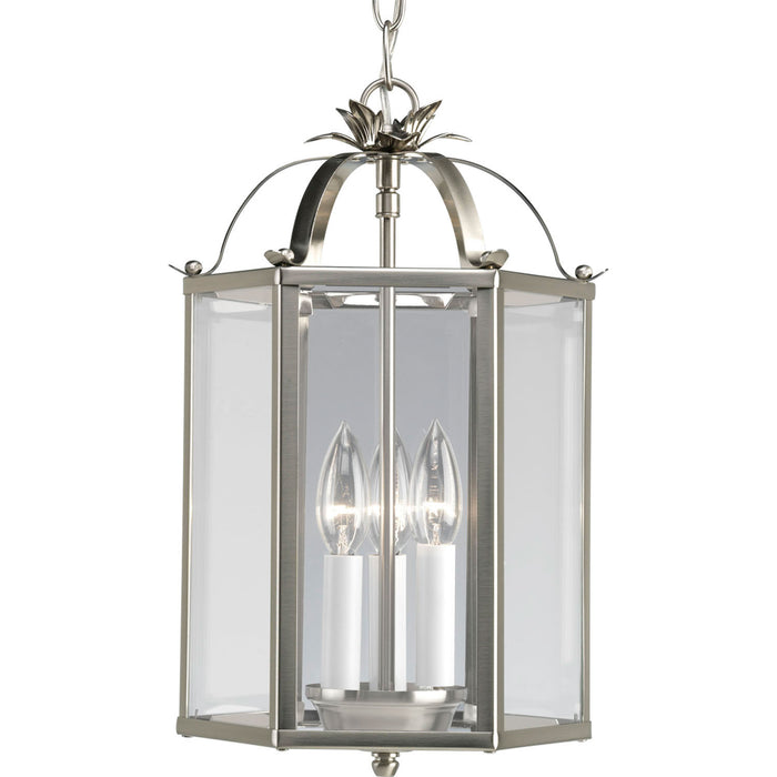 Flat Glass 3-Light Foyer Pendant in Brushed Nickel