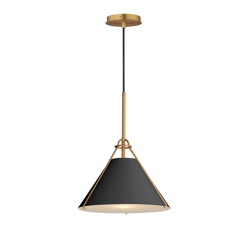 Lucas 13" 1 Light Pendant in Black / Natural Aged Brass