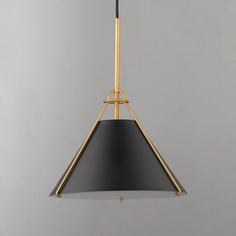 Lucas 13" 1 Light Pendant in Black / Natural Aged Brass