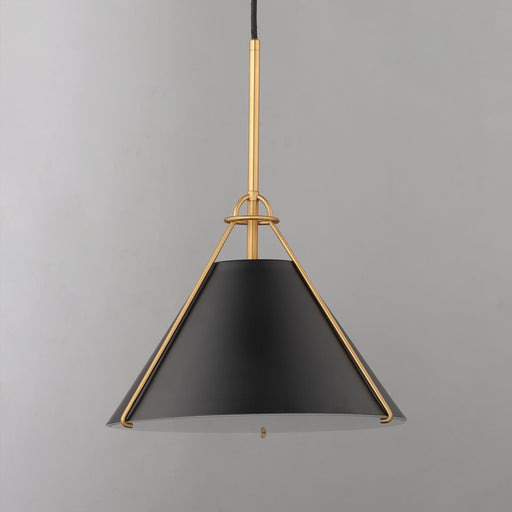Lucas 13" 1 Light Pendant in Black / Natural Aged Brass