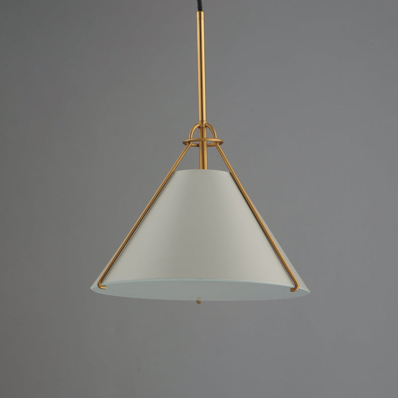 Lucas 13" 1 Light Pendant in Light French Gray / Natural Aged Brass
