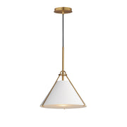 Lucas 13" 1 Light Pendant in White / Natural Aged Brass