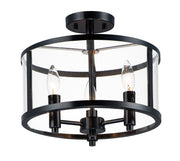 Sentinel 3 Light Semi-Flush Mount in Black