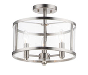 Sentinel 3 Light Semi-Flush Mount in Satin Nickel