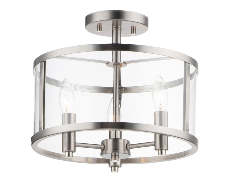 Sentinel 3 Light Semi-Flush Mount in Satin Nickel