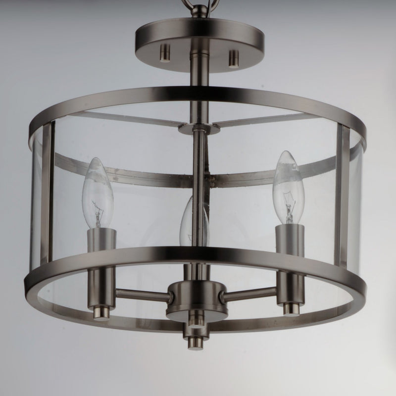 Sentinel 3 Light Semi-Flush Mount in Satin Nickel