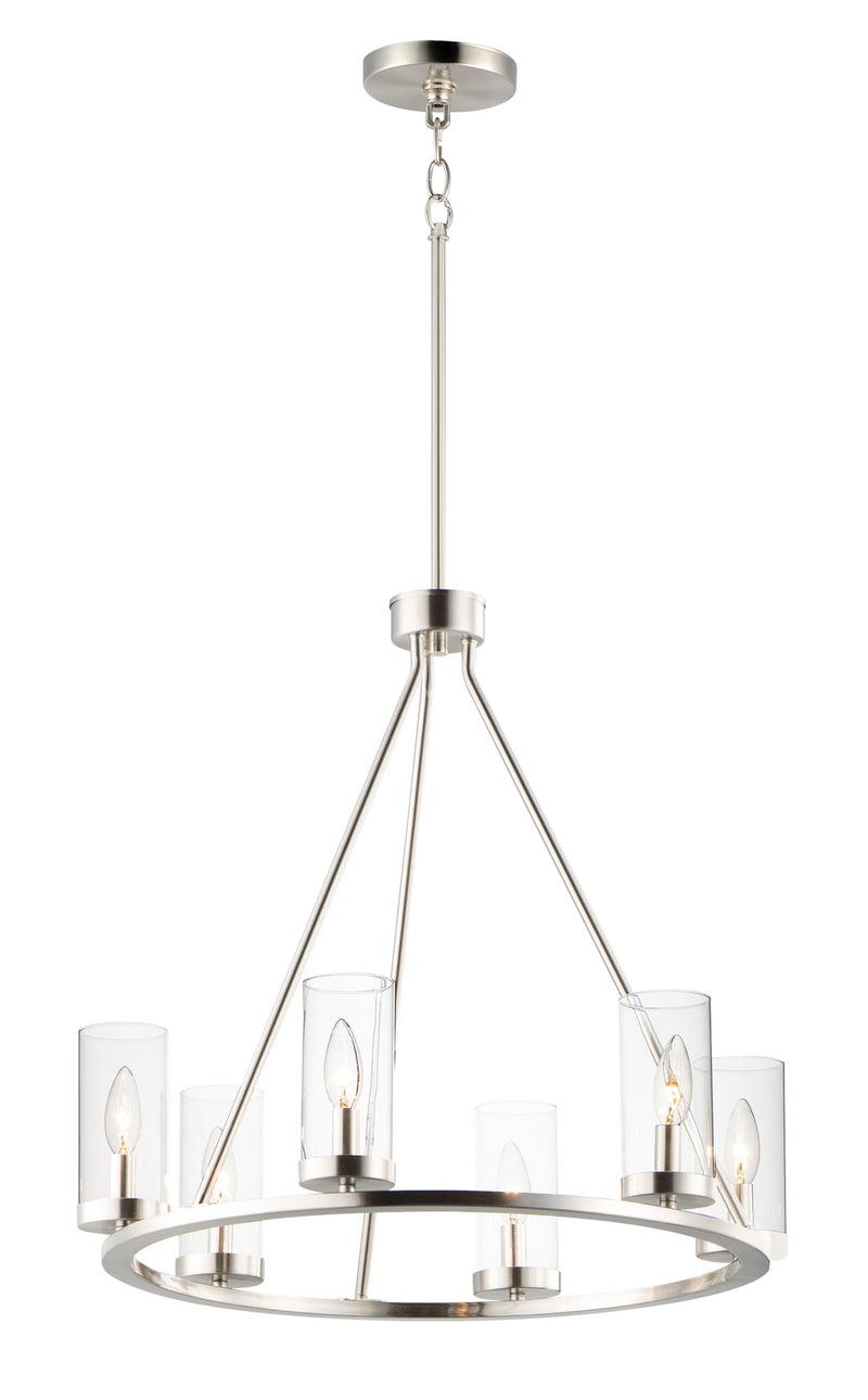 Sentinel 6 Light Chandelier in Satin Nickel
