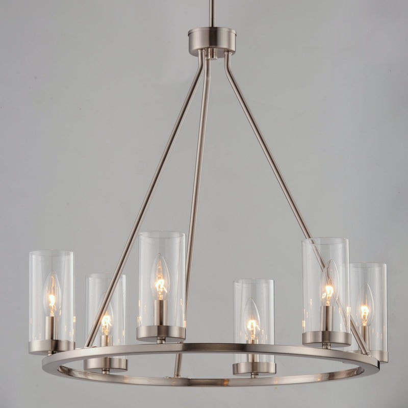 Sentinel 6 Light Chandelier in Satin Nickel