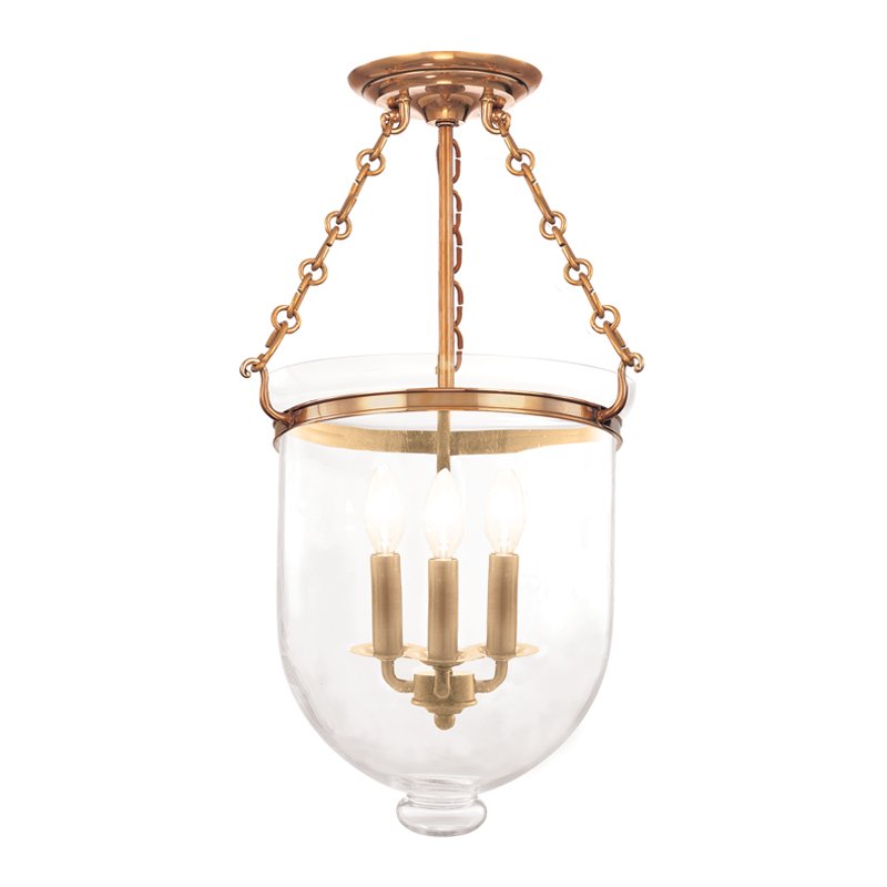 Hampton 12" 3-Light Semi-Flush Mount (253-C1) in Aged Brass
