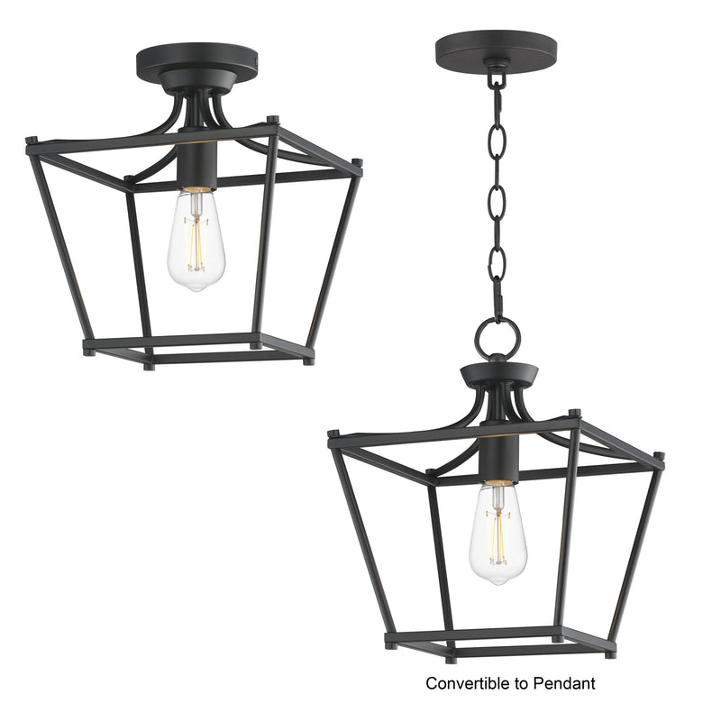 Clifton 1 Light Semi-Flush Mount in Black