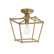Clifton 1 Light Semi-Flush Mount in Natural Aged Brass