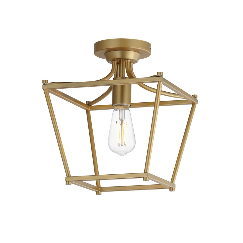 Clifton 1 Light Semi-Flush Mount in Natural Aged Brass