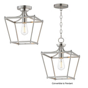 Clifton 1 Light Semi-Flush Mount in Satin Nickel