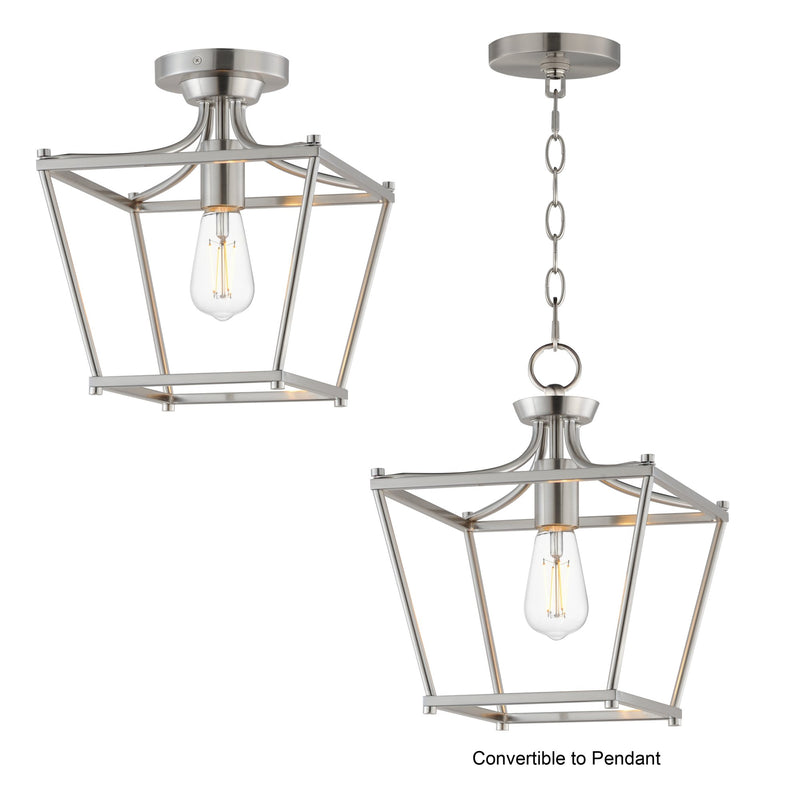 Clifton 1 Light Semi-Flush Mount in Satin Nickel