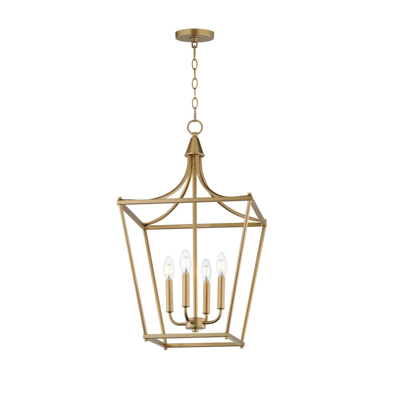 Clifton 4 Light Pendant in Natural Aged Brass