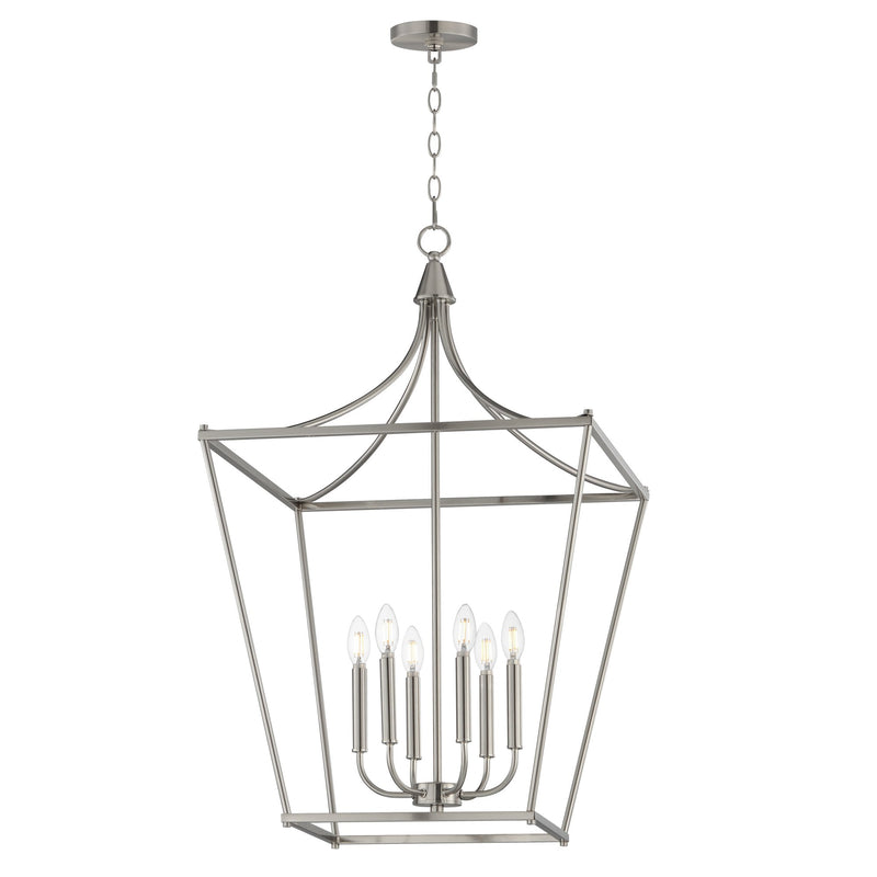 Clifton 6 Light Pendant in Satin Nickel