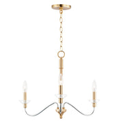 Clarion 3 Light Chandelier in Polished Chrome / Satin Brass