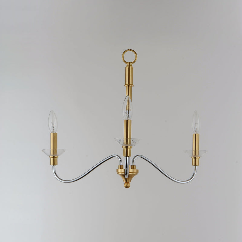 Clarion 3 Light Chandelier in Polished Chrome / Satin Brass