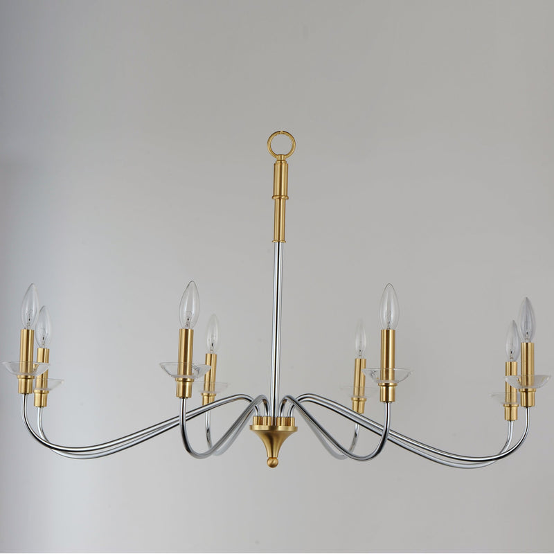 Clarion 8 Light Chandelier in Polished Chrome / Satin Brass