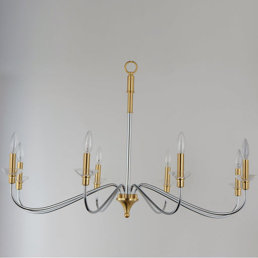 Clarion 8 Light Chandelier in Polished Chrome / Satin Brass