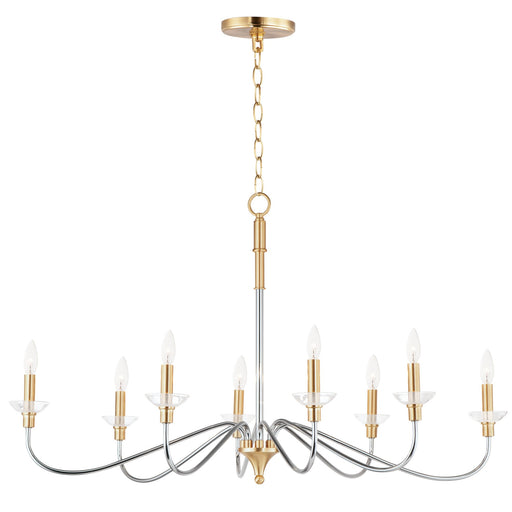 Clarion 8 Light Chandelier in Polished Chrome / Satin Brass