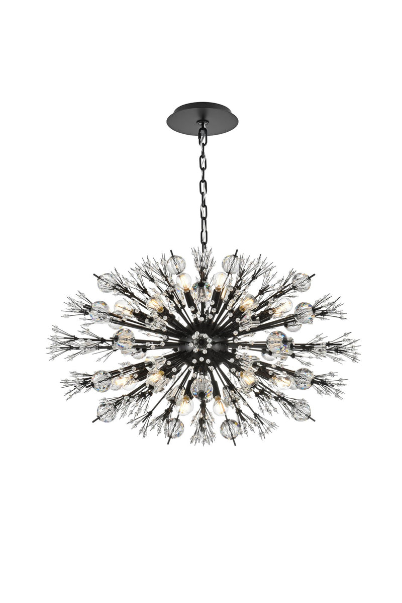 Vera 24-Light 36" Oval Chandelier in Black