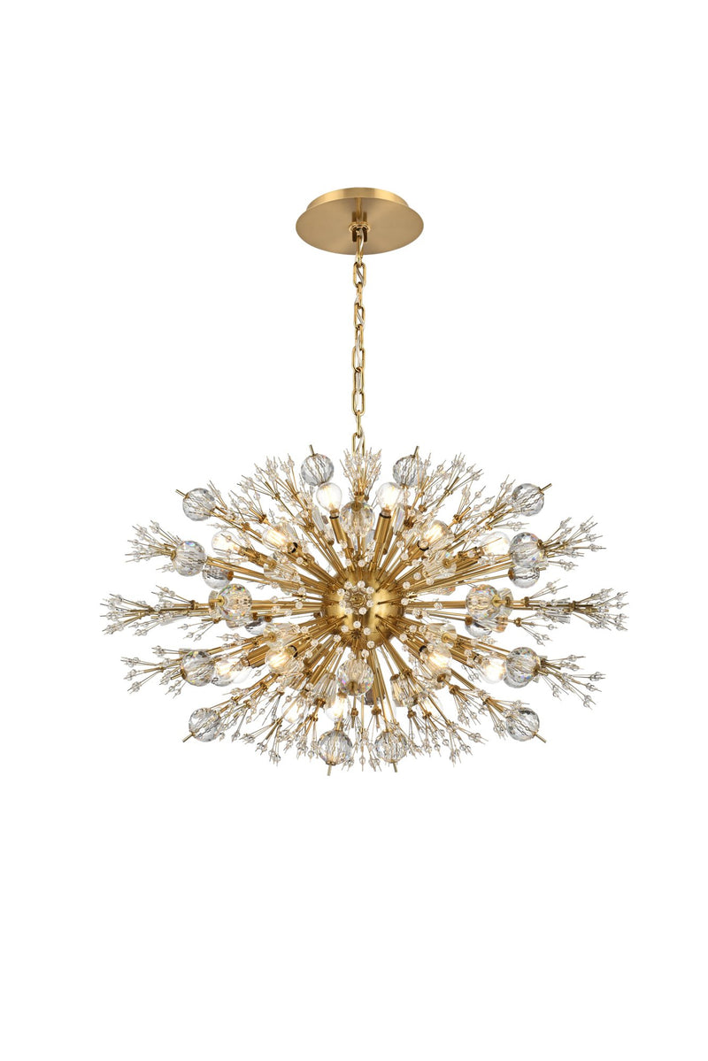 Vera 24-Light 36" Oval Chandelier in Gold