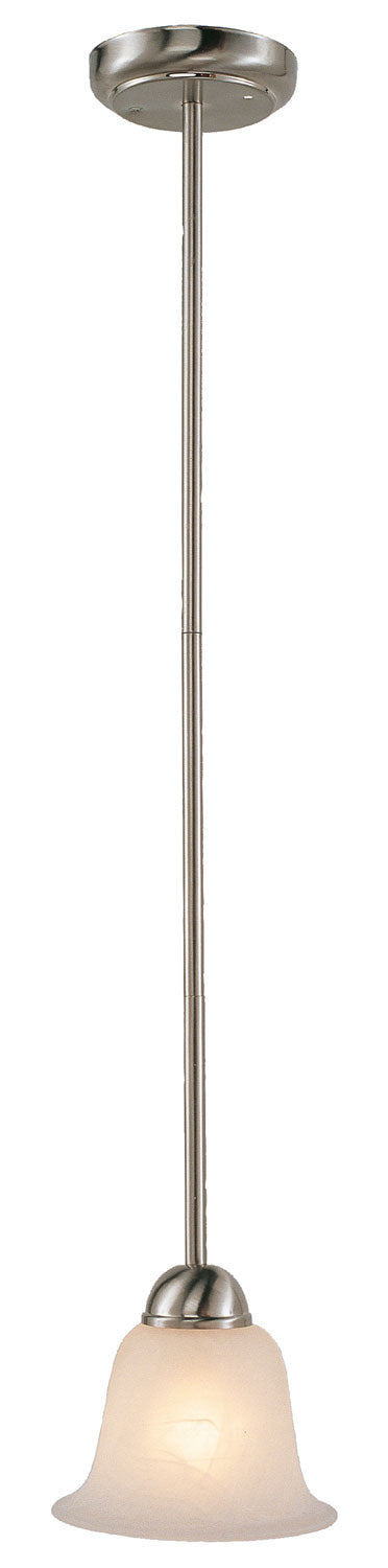 Aspen 1-Light Mini Pendant in Brushed Nickel with Marbleized Glass